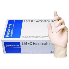 SKINTX 900XX Latex Medical Grade Examination Gloves, 5 mil - 5.5 mil, Powder-Free, Fully Textured, Polymer Coated, Non Sterile, X-Small, Natural (Pack of 100)