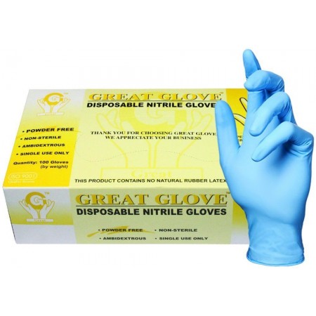 GREAT GLOVE NM500XX Nitrile Industrial Grade Food Service Glove, 4 mil - 4.5 mil, Powder-Free, Latex-Free, Textured, General Purpose, Food Safe, Medium (Pack of 1000)