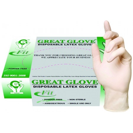 GREAT GLOVE 20010 fit-M-CS Latex Industrial Grade Glove, 4.5 -5 mil, Powder-Free, Textured, Food Safe (FDA 21 CFR 170-199), General Purpose, Medium (Pack of 1000)