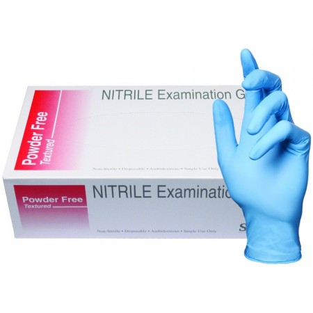SKINTX 50015-L-CS Nitrile Medical Grade Examination Glove, 5 mil - 5.5 mil, Powder-Free, Textured, Latex-Free, Chemotherapy Tested, Non Sterile, Large, Blue (Pack of 1000)