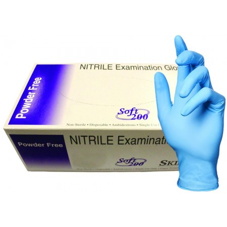 SKINTX S2-50015-L-CS Soft Nitrile Powder-Free 4.5 - 5 mil Medical Grade Examination Glove, Latex-Free, Textured, Large, Blue (Pack of 2000)