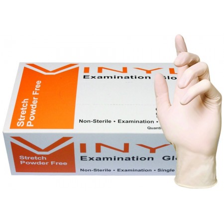 SKINTX STV70010-M-CS Stretch Vinyl Powder-Free 4 mil Medical Grade Examination Glove, Medium, Clear (Pack of 1000)